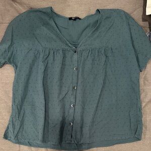 Madewell Teal Short Sleeve Blouse